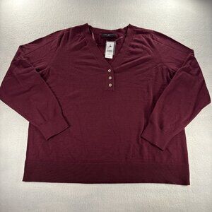 Lane Bryant Sweater Womens 18/20 Maroon V-NECK Long Sleeve Retails $60.00 NWT
